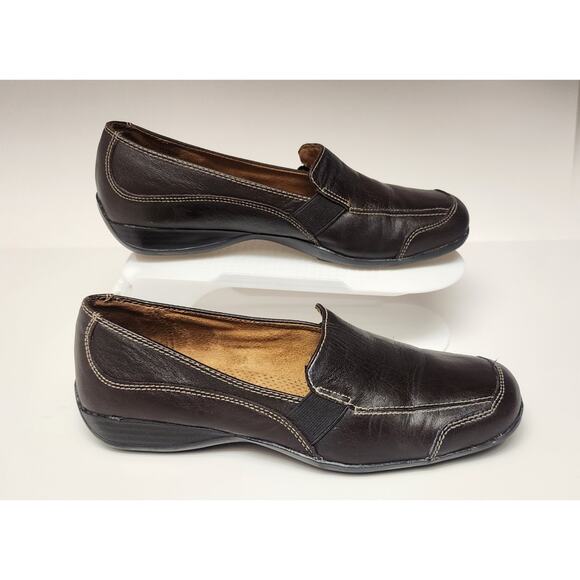 Natural Soul By Naturalizer Brown Leather Slip-On Loafer Flat Shoes Size 8W - Picture 1 of 9